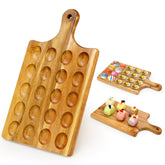 Hilislog 20-hole deviled egg board in acacia wood, ideal for elegant Easter appetizers.