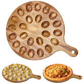 Hilislog Acacia Wood Deviled Egg Platter showing elegant hosting for appetizers.