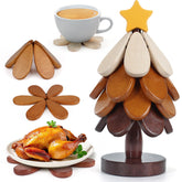 Hinpote tree-trivet-stand shows space saving stacked design for dining tables