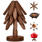 HIQUA wooden trivet tree set with stand offering reliable hot-dish protection.