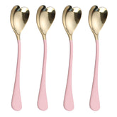 HISSF pink heart dessert spoons 4pc set for elegant dessert serving