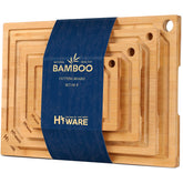Hiware four-piece bamboo cutting board set overview for organized kitchen prep