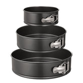 HIWARE 3-piece springform pan set for cakes, cheesecakes, and layered desserts.