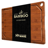 Hiware wood cutting board with juice groove for mess-free prep and easy slicing.