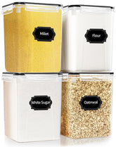 HKJ Chef 4 Pack large airtight containers with lids keeps pantry organized and fresh