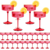 HKSZEH 10 oz plastic ribbed martini glass with detachable stem for easy outdoor entertaining.