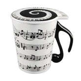 HLJgift musician mug with lid featuring staves and notes, ideal for music lovers.