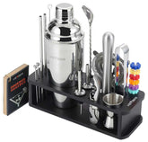 HMYBAR 22pc cocktail shaker set on stand for organized home bartending