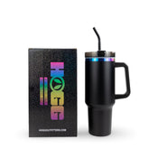 Hogg 40 oz traveler rainbow-plated black tumbler with durable powder-coated surface ready for engraving