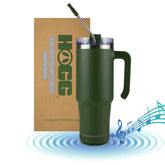 Hogg Bluetooth tumbler with handle in hunter green for on‑the‑go listening