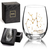 HOHY Sagittarius zodiac wine glass 20oz angled view enhances grip and elegance