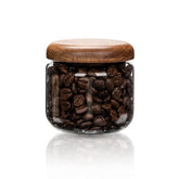 HolaJia glass jar with wooden lid 14oz, ideal for pantry organization.
