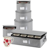 HOLDN STORAGE hard-shell gray container protecting dinnerware during moves