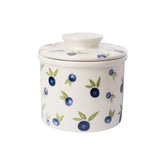HOLIBAN butter crock on counter with blueBerry lid keeps butter fresh and ready to spread.