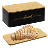 Holismo bread box with bamboo lid on counter keeps bread fresh longer.