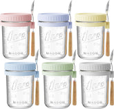 HomArtist 16oz overnight oats jar with lids, portable breakfast solution for on-the-go meals.