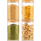 HomArtist 32oz glass jar with bamboo lid stores pantry ingredients with visible contents.