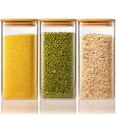 HomArtist 57oz square glass jar with bamboo lid keeps pantry organized and fresh