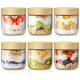 HomArtist 6-pack 10oz jars with bamboo lids ideal for overnight oats prep