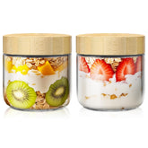 HomArtist 10oz overnight oats jar with bamboo lid for easy meal prep