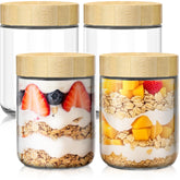 HomArtist glass jar with bamboo lid for overnight oats, crystal-clear and easy to portion.