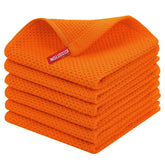 Homaxy orange waffle-dishcloth with soft cotton texture and quick-dry performance.