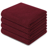 Homaxy burgundy dish towels front view showing soft cotton and absorbent weave