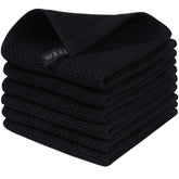Homaxy cotton waffle dishcloths in black, 12x12 inches, durable and ultra-soft for everyday drying.