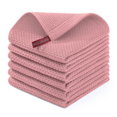 Homaxy dish cloths in waffle weave pack offer soft, absorbent texture for quick kitchen drying