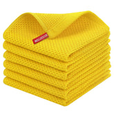 Homaxy waffle weave yellow dish cloths for quick drying and care