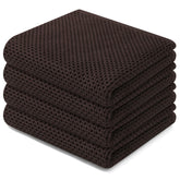 Homaxy dark brown waffle-weave dish towels showing fast drying and safe cookware contact