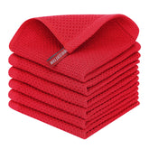 Homaxy waffle weave red dishcloths with soft, durable drying performance