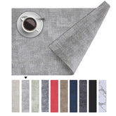 Homaxy faux leather placemats six-pack for durable table protection during meals.