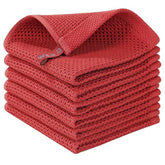 Homaxy honeycomb weave dishcloth in brick red for gentle cookware drying.