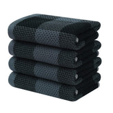 Homaxy waffle weave plaid kitchen towel in black and grey, soft and absorbent.