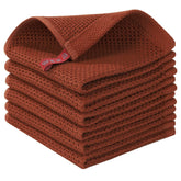 Homaxy rust dishcloth close-up highlighting soft waffle texture for delicate cookware