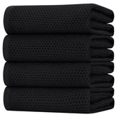Homaxy waffle weave dish towel in black, soft and absorbent for daily kitchen use.