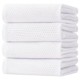 Homaxy waffle dish towels 20x28 inches, four-pack, white, ideal for large drying tasks.