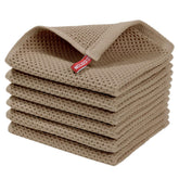 Homaxy waffle dishcloth in tan with soft weave for scratch-free drying.
