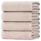 Homaxy waffle weave dish towels in beige, 20x28, four-pack, for absorbent kitchen drying