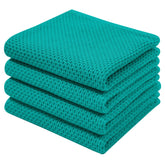Homaxy waffle weave teal dish towel shows soft texture and 13x28 inch size.
