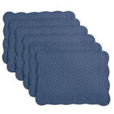 HOMBYS quilted placemats in sapphire blue, 13x18 inches, rectangular for table setting and protection