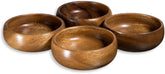 Home Essentials & Beyond hand-carved acacia calabash dip bowls for appetizers and dips.