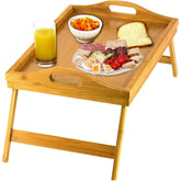 HOME IT Bed Table Tray with folding legs, showing easy storage and portability.