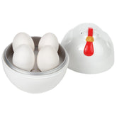 Home-X Microwave Chicken Design Egg Boiler base with water for quick boiling.