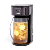 Homecraft 3-Quart iced coffee maker front view in black finish for a sleek countertop presence