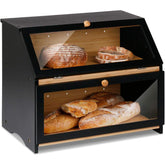 HOMEKOKO bread box with double-layer open view showing two loaves