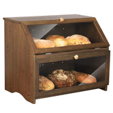 HOMEKOKO double-layer bread box front view for organized bread storage.