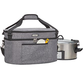 HOMEST slow cooker bag with top compartment for extra storage on the go.