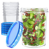 HOMETALL 32 oz clear-bottom container with blue twist-top lid for meal prep.